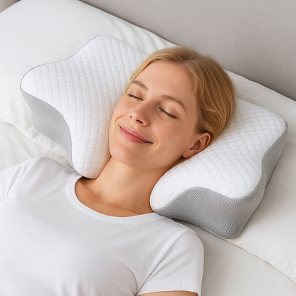 Lumora™ - Ergonomisch kussen ontworpen om nekpijn te verlichten.