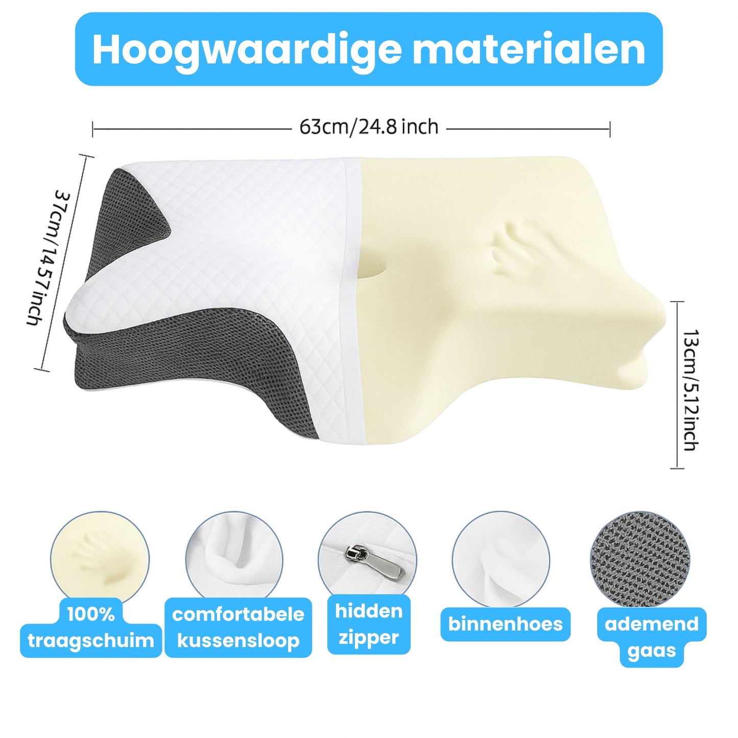 Lumora™ - Ergonomisch kussen ontworpen om nekpijn te verlichten.